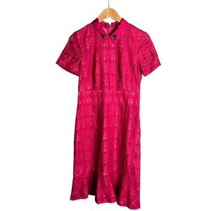 Draper James Plaid Lace Midi Dress Red Size 4
